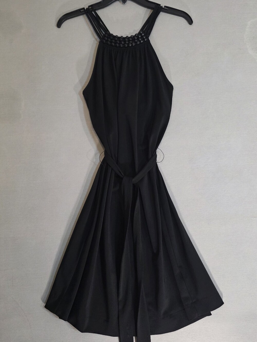 Michael Kors Black Halter Mini Dress with Waist Tie